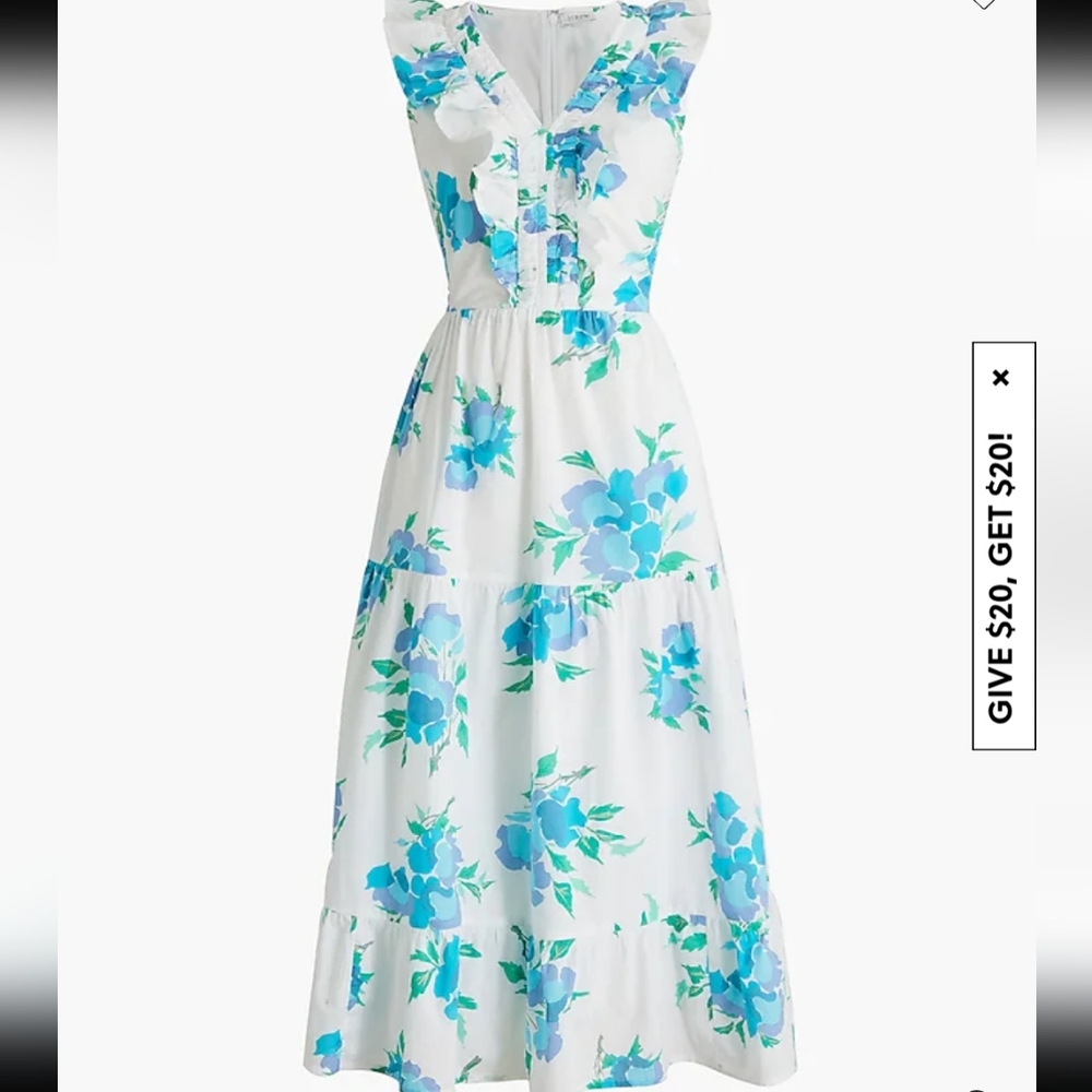 J Crew Printed V-neck smocked midi dress